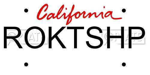 ROKTSHP California License Plate