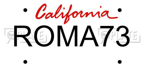 ROMA73 California License Plate