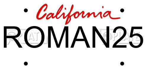 ROMAN25 California License Plate