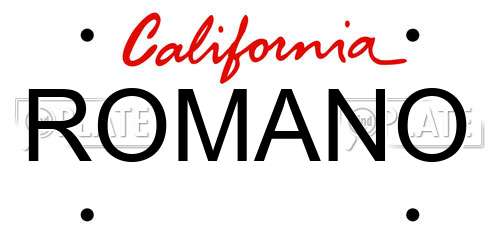 ROMANO California License Plate