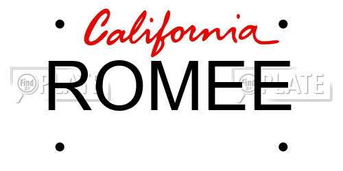 ROMEE California License Plate