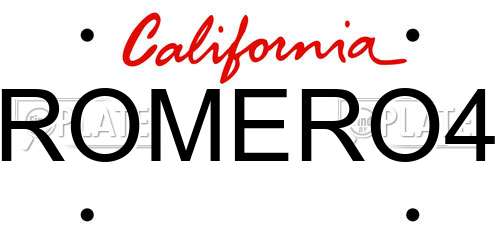 ROMERO4 California License Plate