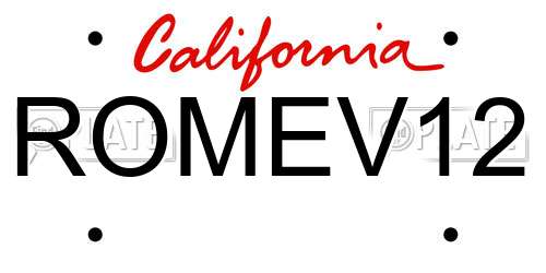 ROMEV12 California License Plate