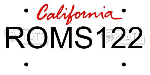 ROMS122 California License Plate