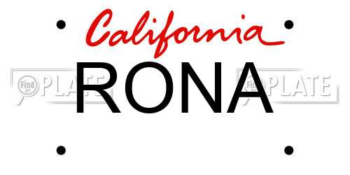 RONA California License Plate