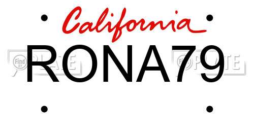 RONA79 California License Plate