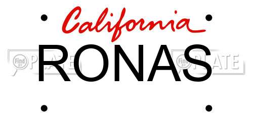 RONAS California License Plate