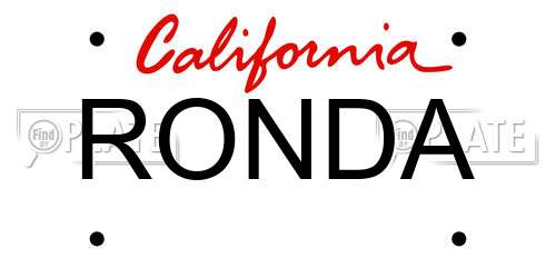 RONDA California License Plate