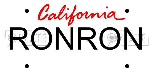 RONRON California License Plate