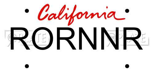 RORNNR California License Plate
