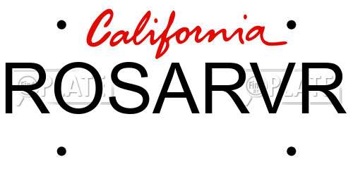 ROSARVR California License Plate