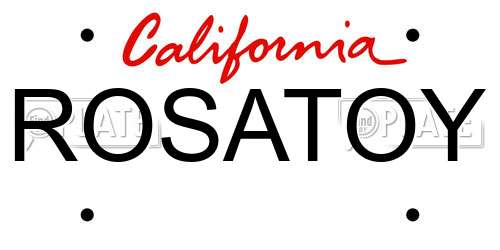 ROSATOY California License Plate