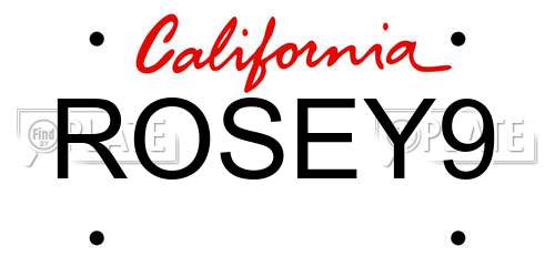 ROSEY9 California License Plate