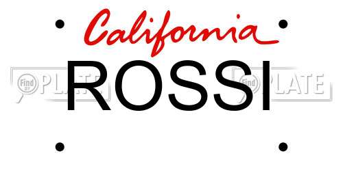 ROSSI California License Plate
