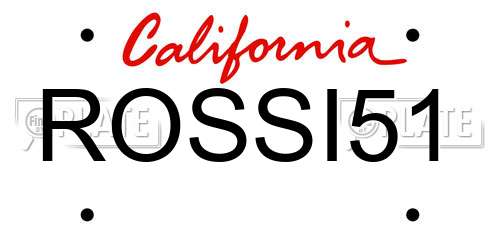 ROSSI51 California License Plate