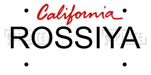 ROSSIYA California License Plate