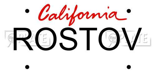 ROSTOV California License Plate