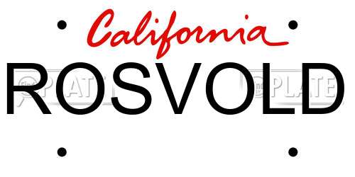 ROSVOLD California License Plate
