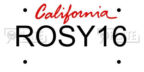 ROSY16 California License Plate
