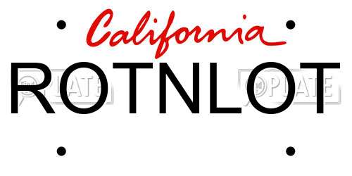 ROTNLOT California License Plate