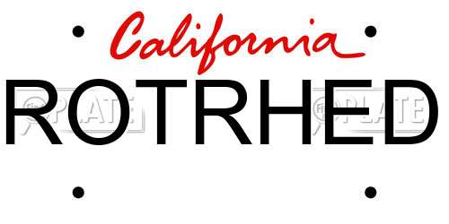 ROTRHED California License Plate