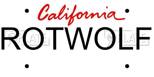 ROTWOLF California License Plate