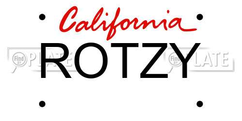 ROTZY California License Plate