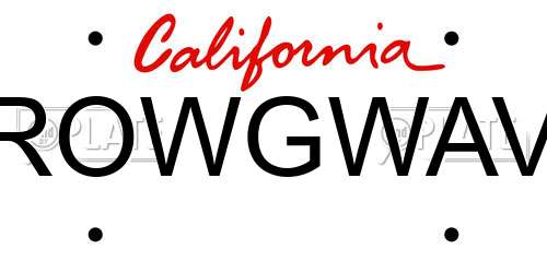 ROWGWAV California License Plate