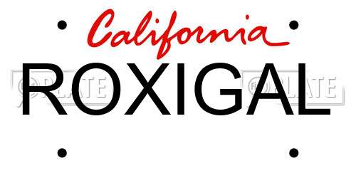 ROXIGAL California License Plate