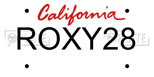 ROXY28 California License Plate