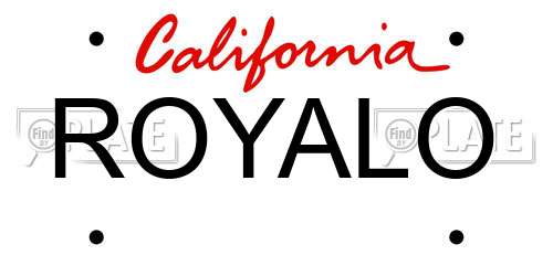 ROYALO California License Plate
