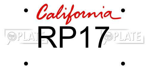 RP17 California License Plate