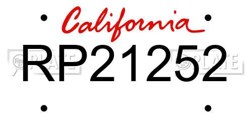 RP21252 California License Plate