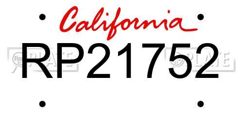 RP21752 California License Plate