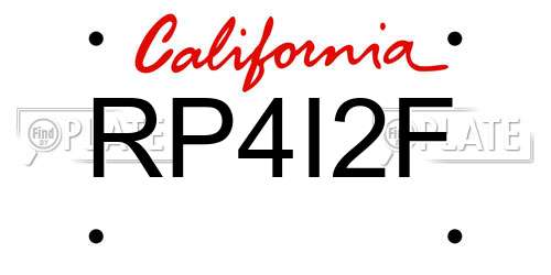RP4I2F California License Plate