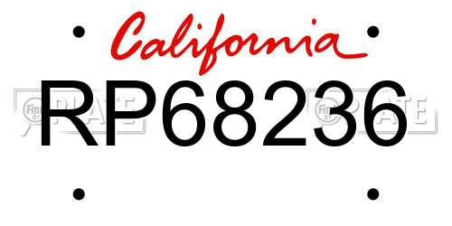 RP68236 California License Plate