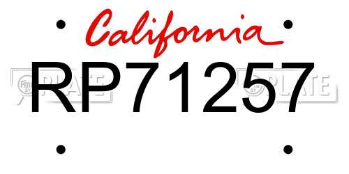 RP71257 California License Plate