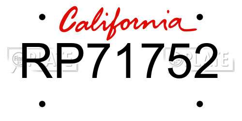 RP71752 California License Plate