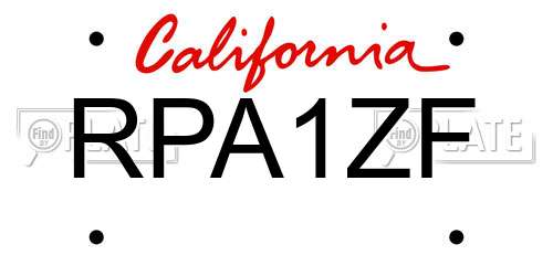 RPA1ZF California License Plate