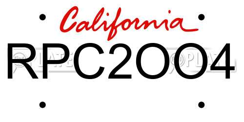 RPC2OO4 California License Plate