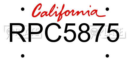 RPC5875 California License Plate