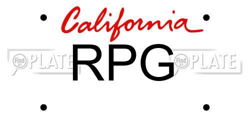RPG California License Plate