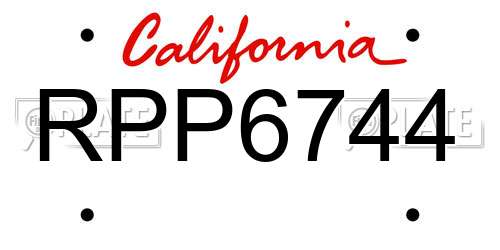 RPP6744 California License Plate