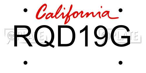 RQD19G California License Plate