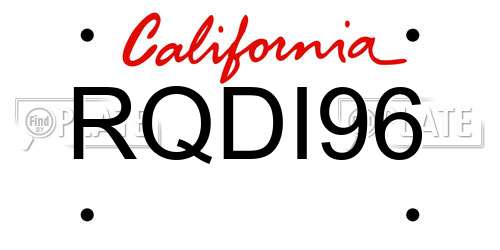 RQDI96 California License Plate