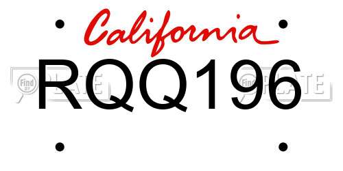 RQQ196 California License Plate