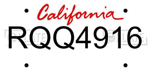 RQQ4916 California License Plate