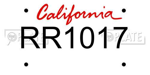 RR1017 California License Plate