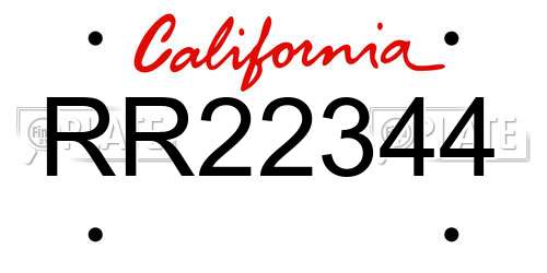 RR22344 California License Plate