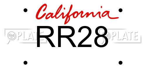 RR28 California License Plate